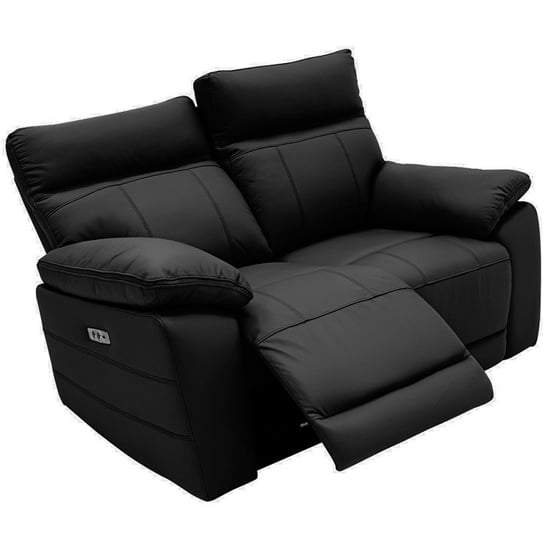 Marquess Electric Recliner Faux Leather 2 Seater Sofa In Black
