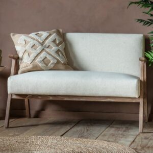 Neelan Fabric 2 Seater Sofa With Wooden Frame In Natural