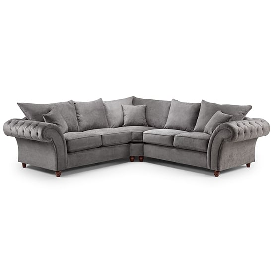 Williton Fabric Large Corner Sofa In Dark Grey