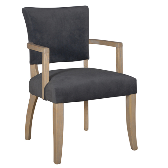 Dukes Velvet Armchair With Wooden Frame In Dark Grey