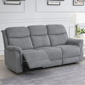 Fiona Fabric Electric Recliner 3 Seater Sofa In Grey