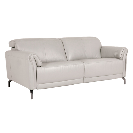 Nellie Leather Fixed 3 Seater Sofa In Cashmere