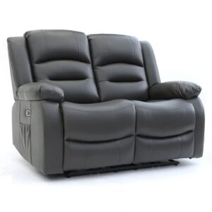 Alta Faux Leather Electric Recliner 2 Seater Sofa In Grey