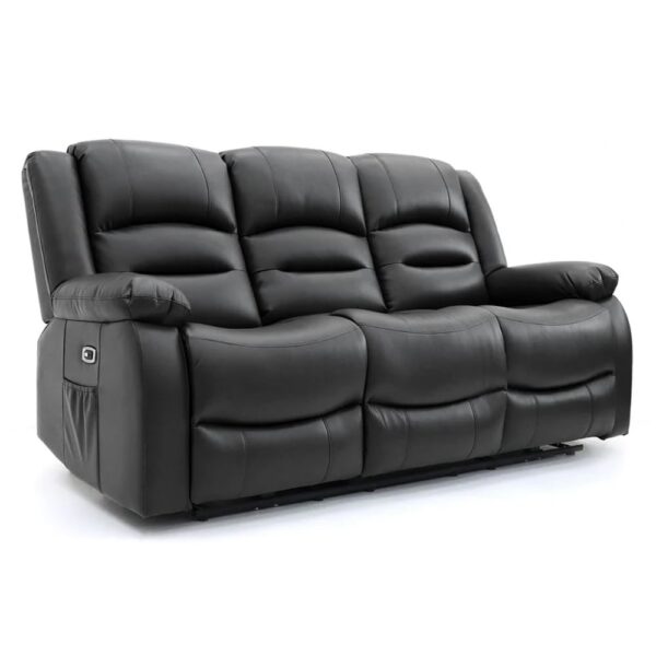 Alta Faux Leather Electric Recliner 3 Seater Sofa In Black