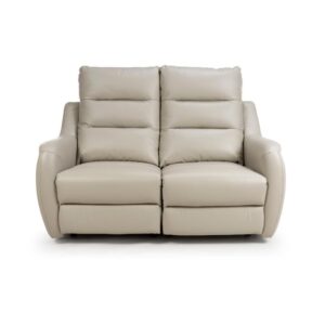 Arcata Electric Power Faux Leather 2 Seater Sofa In Chalk