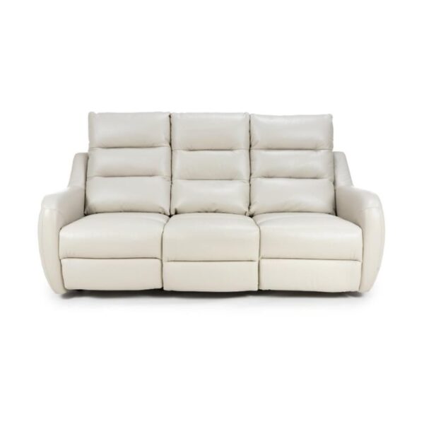 Arcata Electric Power Faux Leather 3 Seater Sofa In Chalk