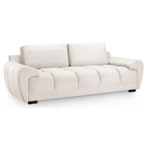 Aztec Plush Velvet 3 Seater Sofa In Cream
