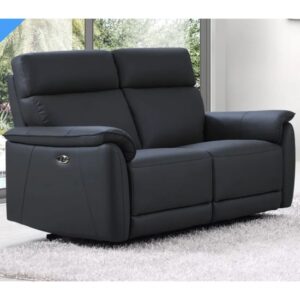 Canton Electric Recliner Leather 2 Seater Sofa In Navy