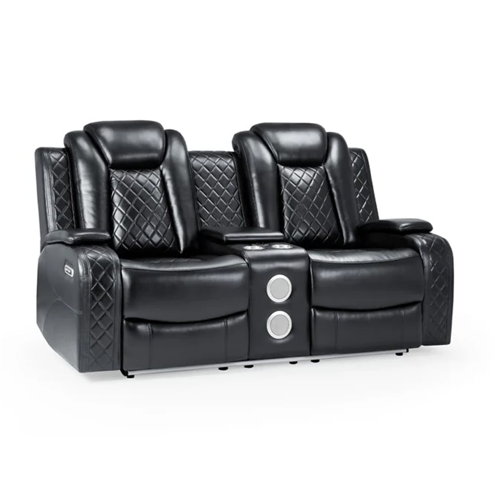 Lorain Leather Recliner 2 Seater Sofa In Black