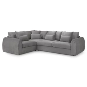 Millburn Velvet Left Hand Corner Sofa In Grey