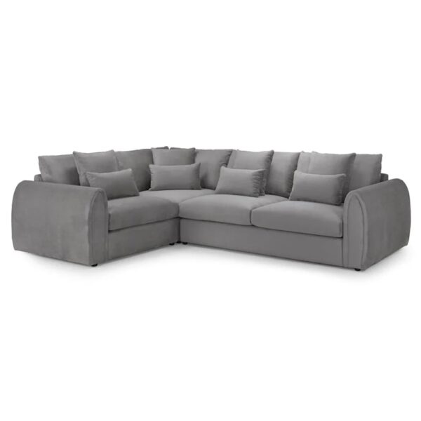 Millburn Velvet Left Hand Corner Sofa In Grey