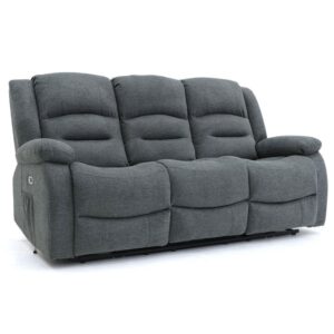Alta Fabric Electric Recliner 3 Seater Sofa In Graphite