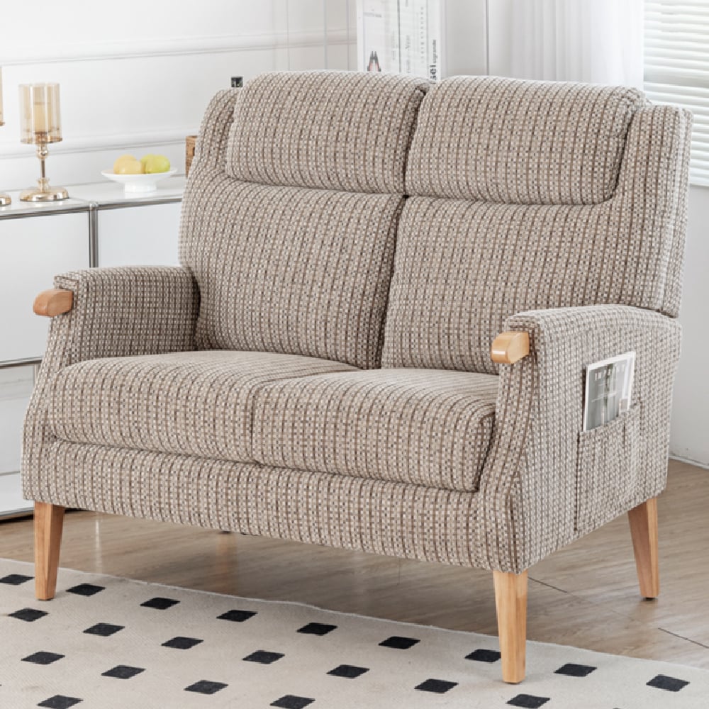 Laurel Fabric 2 Seater Sofa With Oak Legs In Natural
