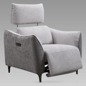 Harvey Fabric Electric Recliner Armchair In Grey