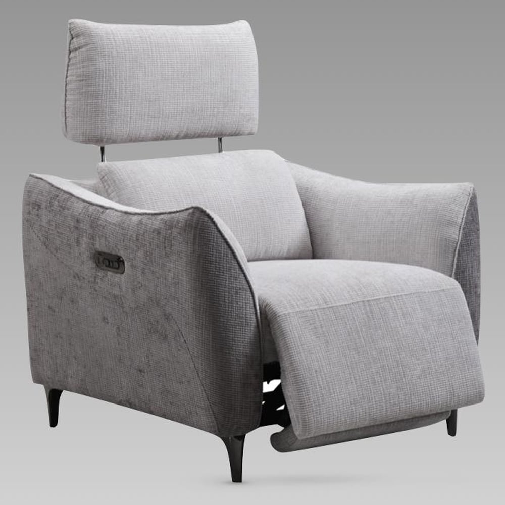 Harvey Fabric Electric Recliner Armchair In Grey