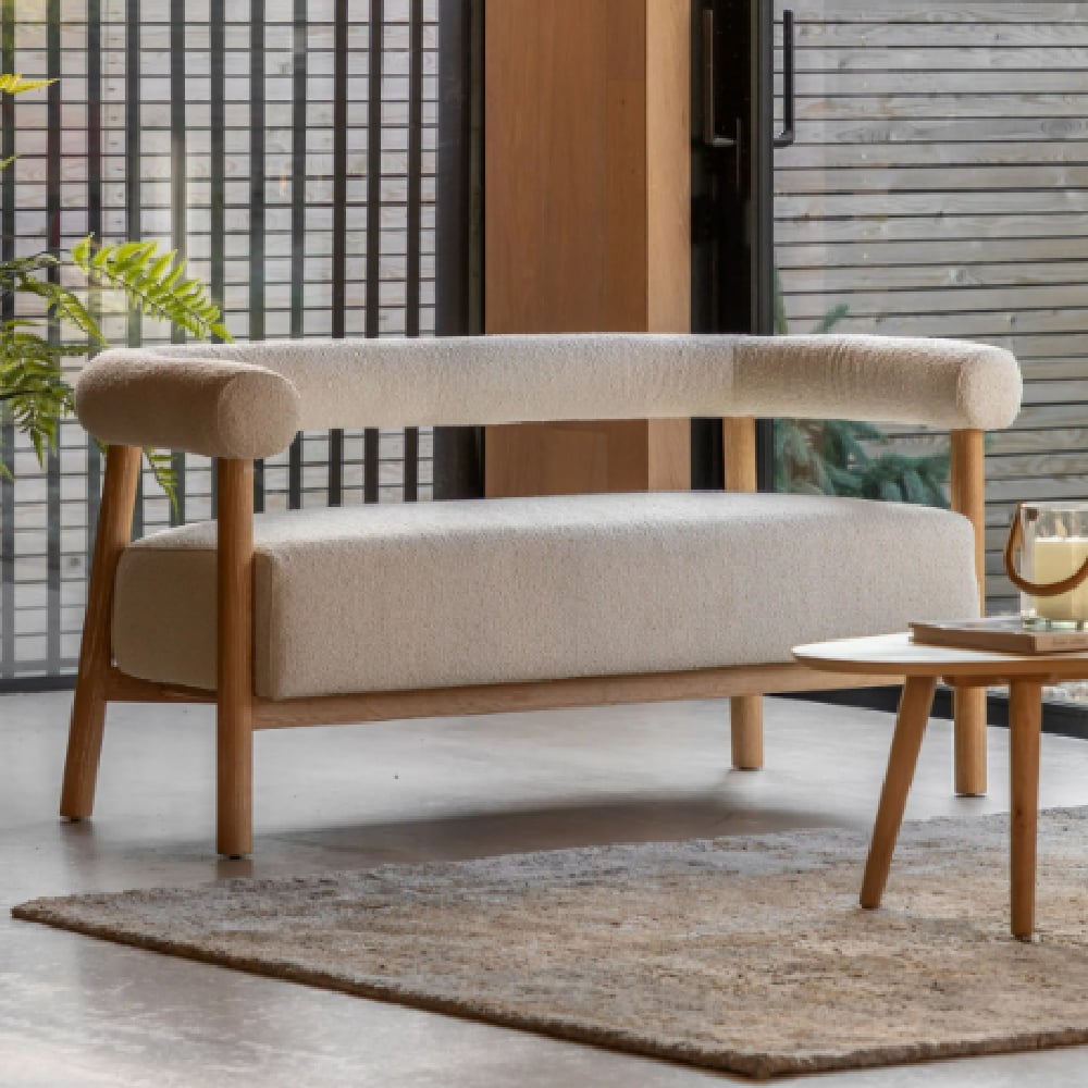 Alcoa Fabric 2 Seater Sofa With Cushion In Cream