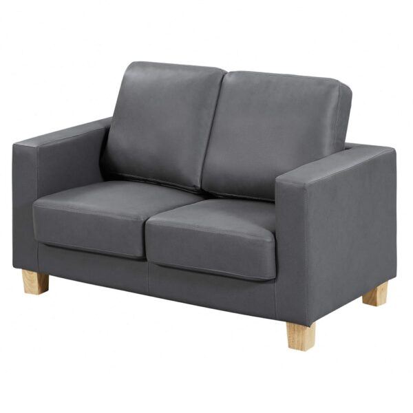 Caridad PU Leather 2 Seater Sofa In Grey