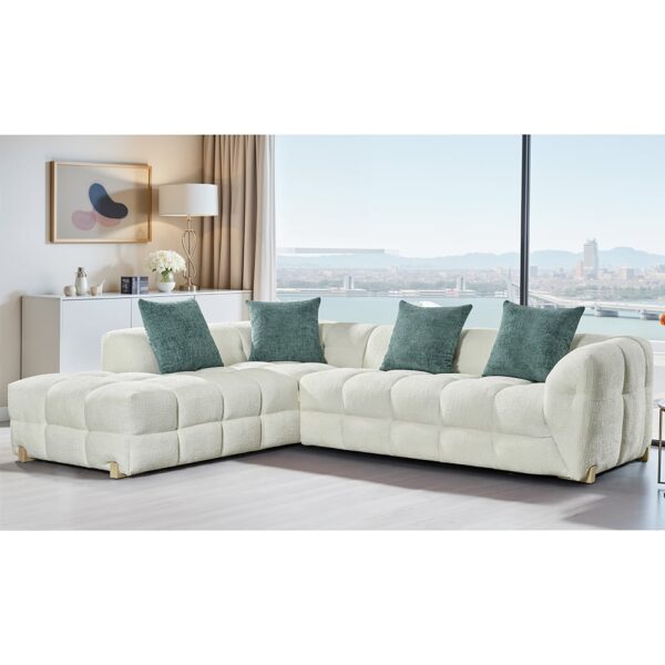 Genova Fabric Left Hand Corner Sofa In Beige