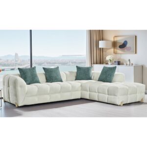 Genova Fabric Right Hand Corner Sofa In Beige