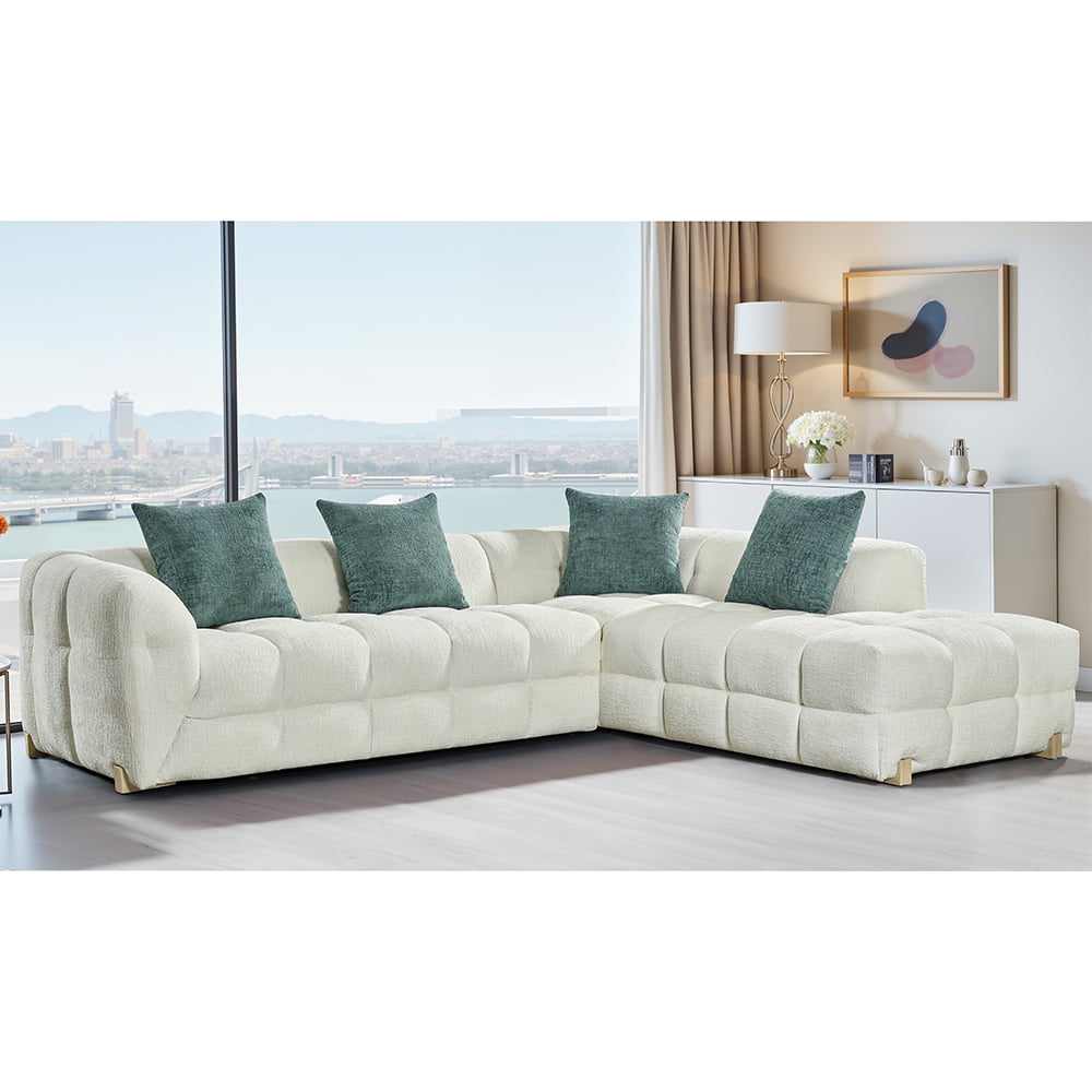 Genova Fabric Right Hand Corner Sofa In Beige