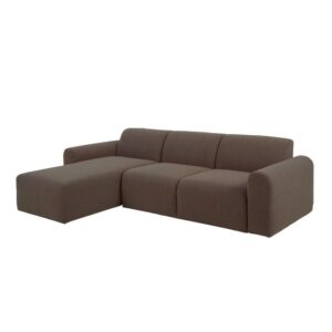 Manheim Fabric Left Hand 3 Seater Corner Sofa In Taupe