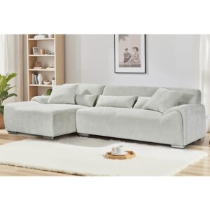 Modesto Fabric Left Hand Corner Sofa In Beige