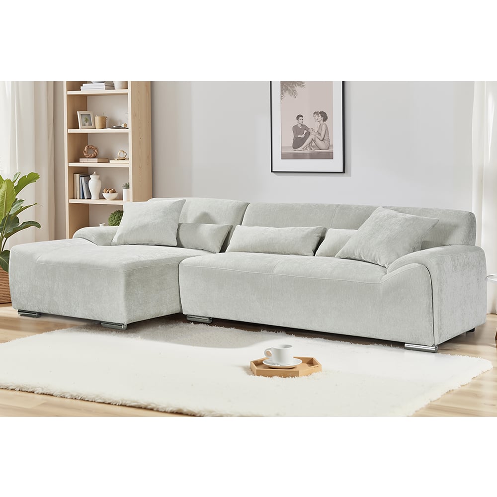 Modesto Fabric Left Hand Corner Sofa In Beige