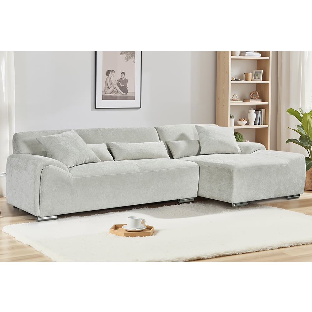 Modesto Fabric Right Hand Corner Sofa In Beige