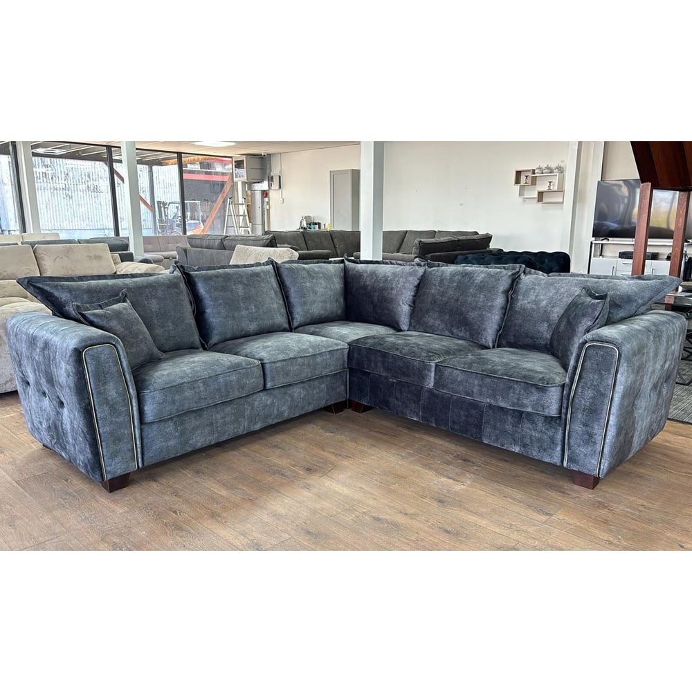 Sevilla Fabric Corner Sofa In Charcoal Black