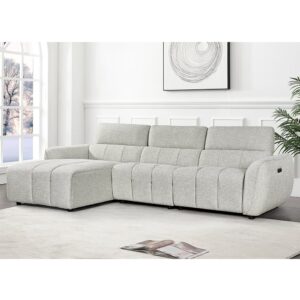 Truro Fabric Left Hand Electric Recliner Corner Sofa In Silver