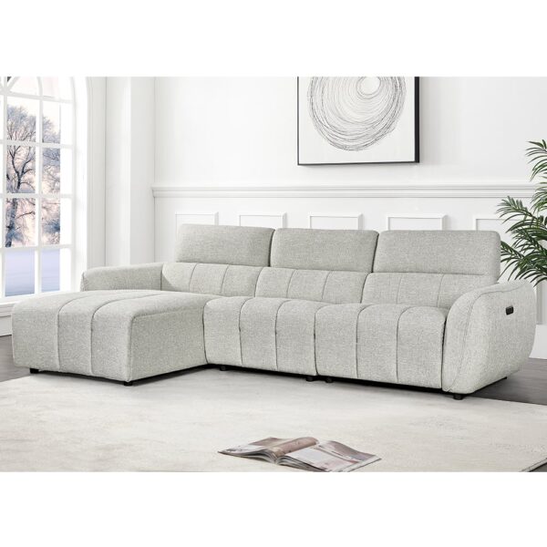 Truro Fabric Left Hand Electric Recliner Corner Sofa In Silver
