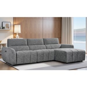 Truro Fabric Right Hand Electric Recliner Corner Sofa In Charcoal