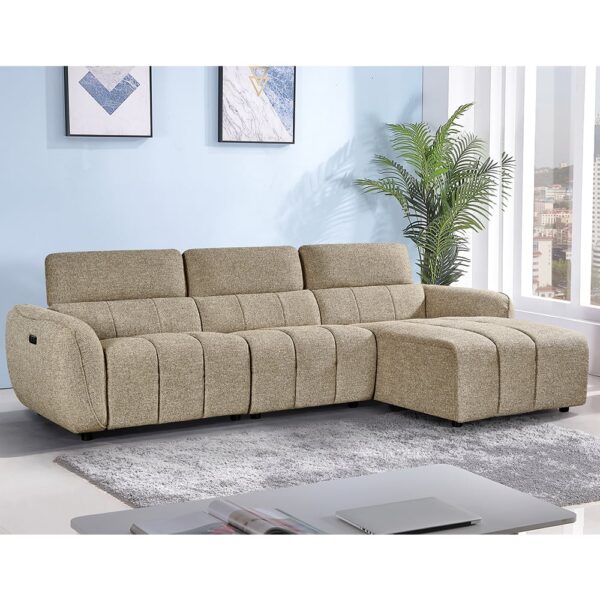 Truro Fabric Right Hand Electric Recliner Corner Sofa In Mocha