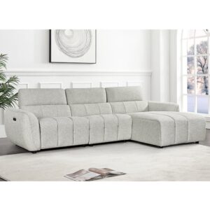 Truro Fabric Right Hand Electric Recliner Corner Sofa In Silver