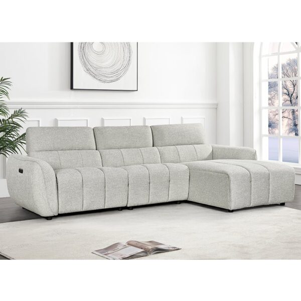 Truro Fabric Right Hand Electric Recliner Corner Sofa In Silver
