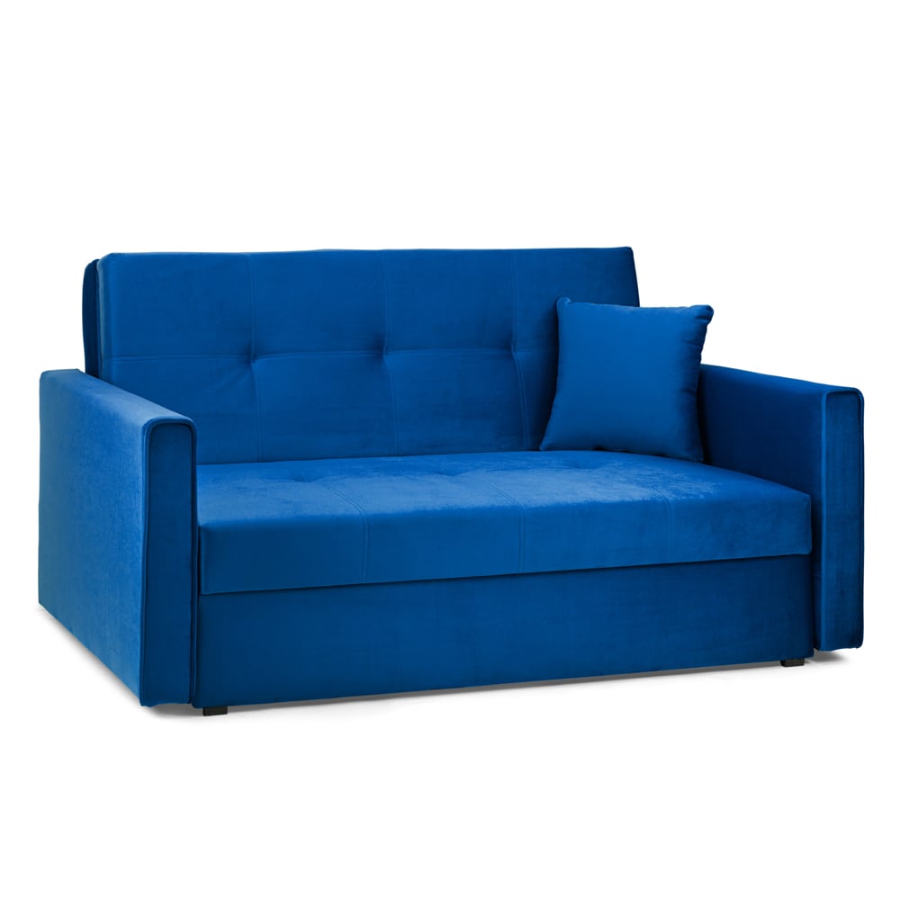 Viola Plush Velvet 2 Seater Sofa Bed In Blue