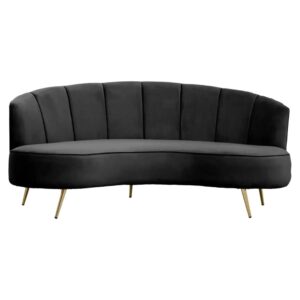 Hockley Velvet 3 Seater Sofa In Black