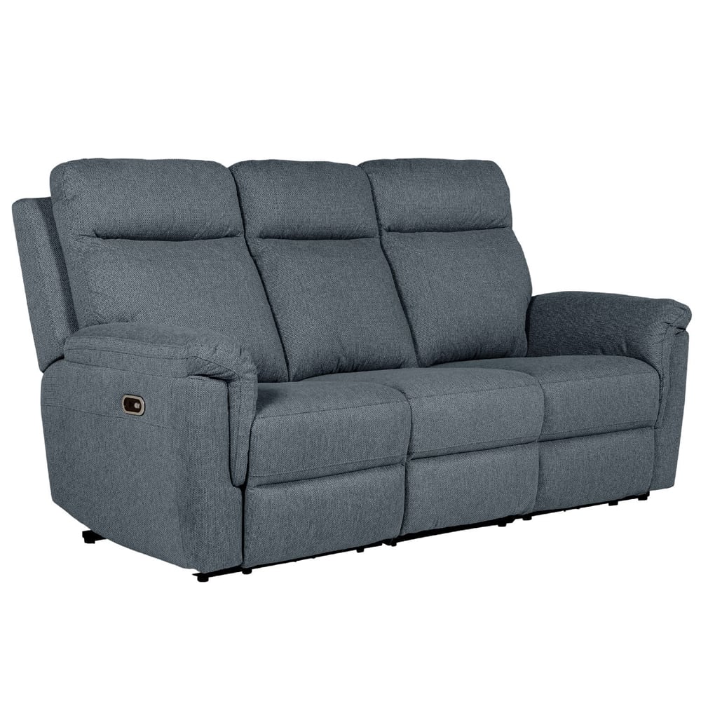 Baraboo Fabric Electric Recliner 3 Seater Sofa In Azul