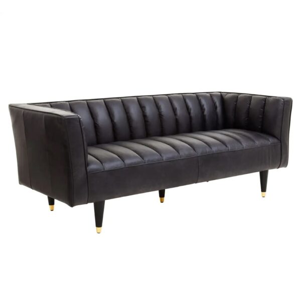 Kalispell Leather 3 Seater Sofa In Black