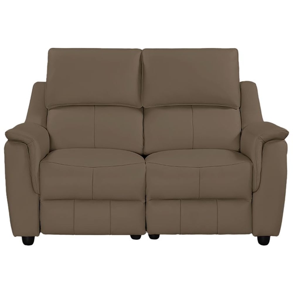 Milun Leather Electric Recliner 2 Seater Sofa In Dark Taupe
