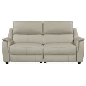Milun Leather Electric Recliner 3 Seater Sofa In Cloud