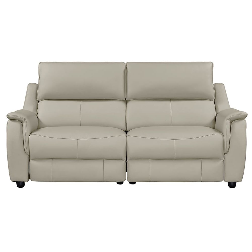 Milun Leather Electric Recliner 3 Seater Sofa In Cloud