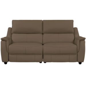 Milun Leather Electric Recliner 3 Seater Sofa In Dark Taupe