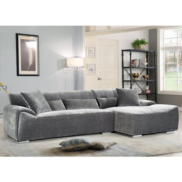 Modesto Fabric Right Hand Corner Sofa In Charcoal