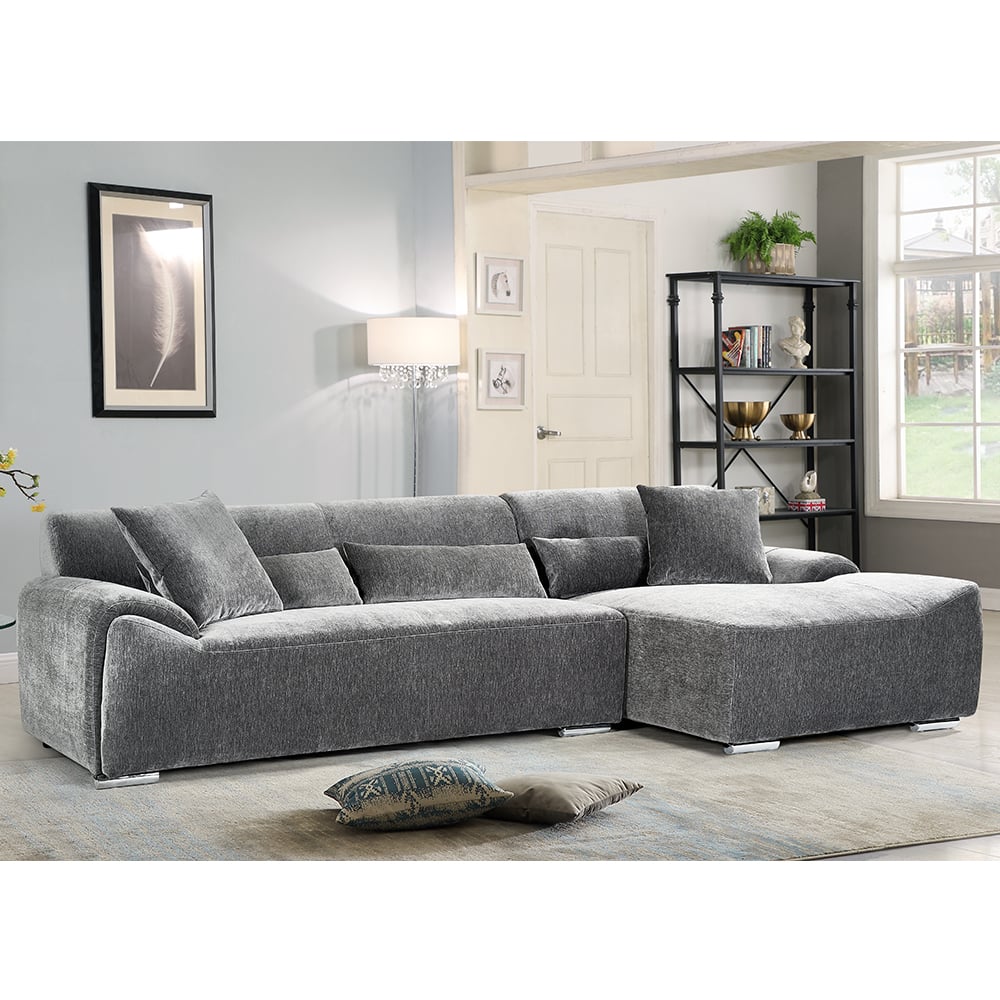 Modesto Fabric Right Hand Corner Sofa In Charcoal