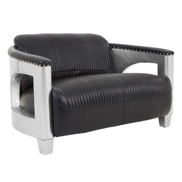 Viroqua Genuine Leather 2 Seater Sofa In Black