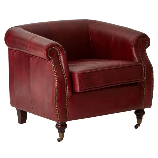 Viroqua Genuine Leather Armchair In Red
