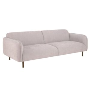 Welch Fabric 3 Seater Sofa With Oak Legs In Beige