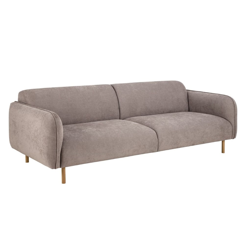 Welch Fabric 3 Seater Sofa With Oak Legs In Dusty Brown