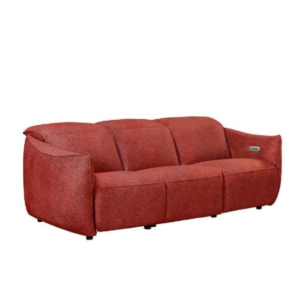 Leiria Fabric Recliner 3 Seater Sofa In Ruby